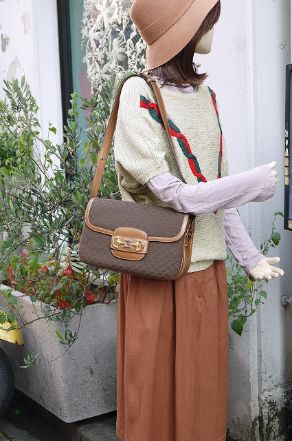 OLD Gucci 70ｓ ジャガード茶ショルダー