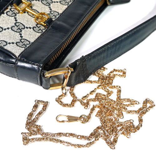 OLD Gucci 　ビット金具大型ショルダー（青）
