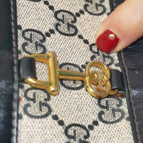 OLD Gucci 　ビット金具大型ショルダー（青）