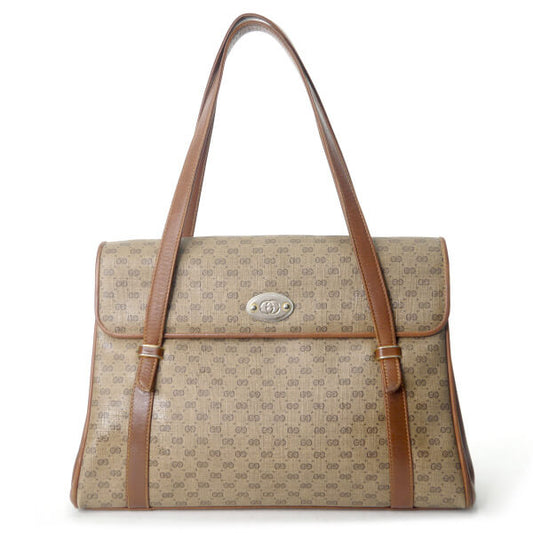 OLD Gucci 　マイクロGG 3層式ハンドバッグ（茶）