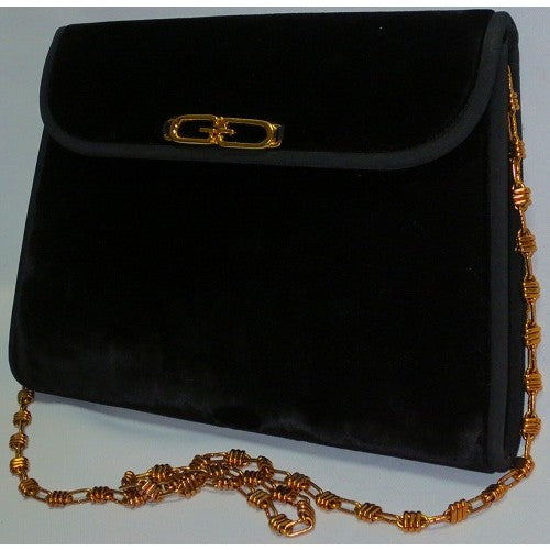 OLD Gucci黒ベルベットチェーンショルダー