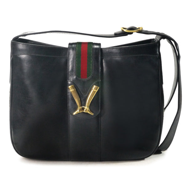 OLD Gucci  70sブーツマーク金具ショルダー（黒）