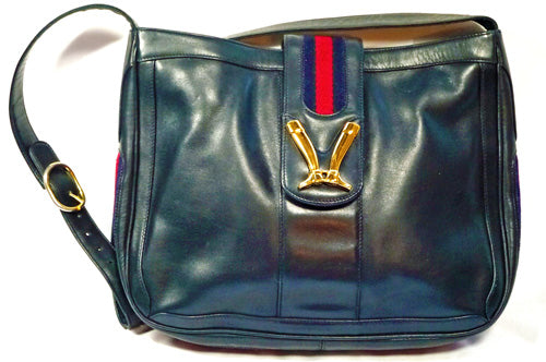 OLD Gucci ブーツ金具ショルダー（紺）