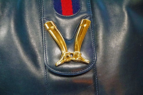 OLD Gucci ブーツ金具ショルダー（紺）