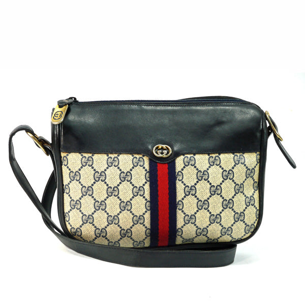 Vintage Gucci　半円ショルダー（青・シェリーライン）