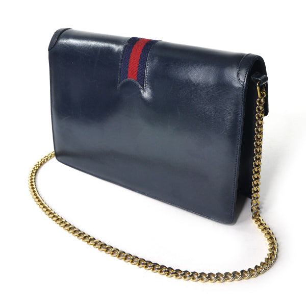 OLD Gucci チェーン総革クラッチショルダー（濃紺）