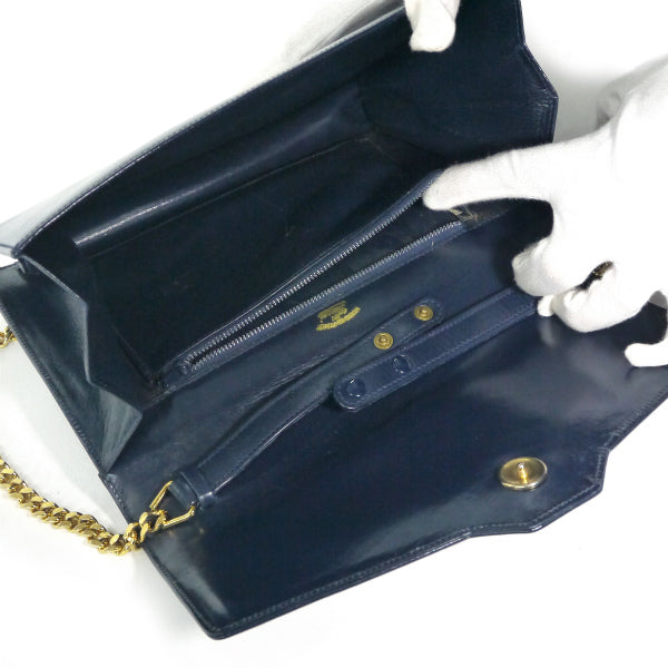 OLD Gucci チェーン総革クラッチショルダー（濃紺）