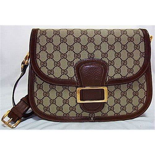 OLD Gucci 2層式半円盤ショルダー（茶）