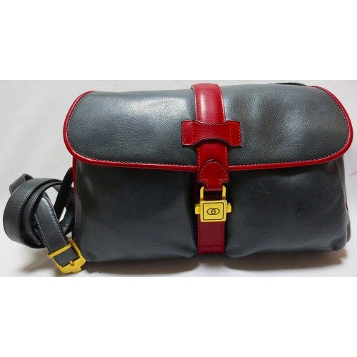 OLD Gucci ネイビー×赤ラインショルダー