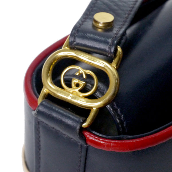 OLD Gucci レザーステッチ総革バケツ型ショルダー（濃紺）