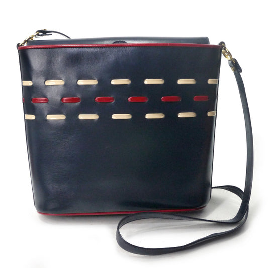 OLD Gucci レザーステッチ総革バケツ型ショルダー（濃紺）