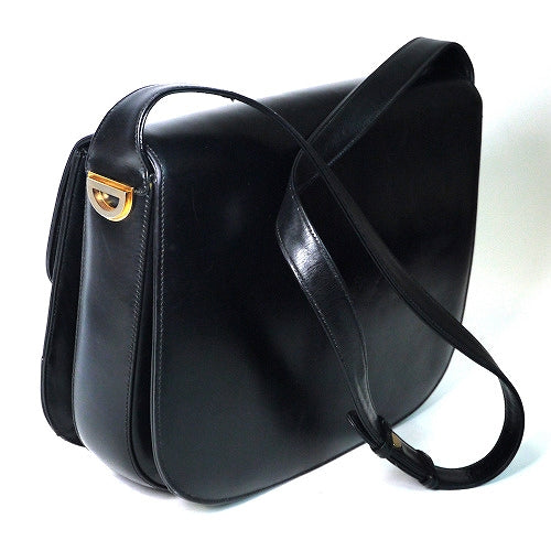OLD Gucci 筆記体Gucci 総革ショルダー（黒）