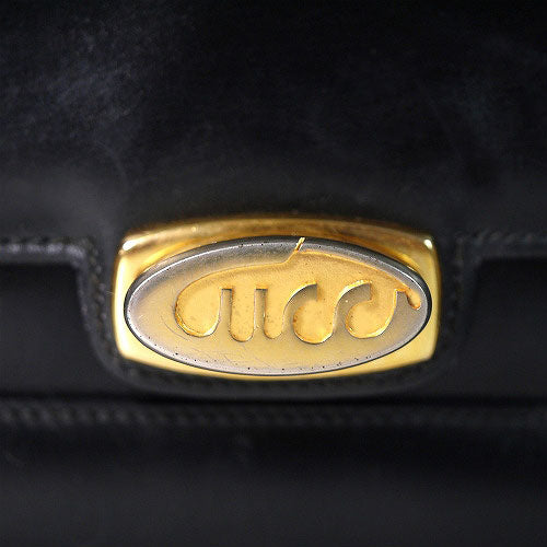 OLD Gucci 筆記体Gucci 総革ショルダー（黒）