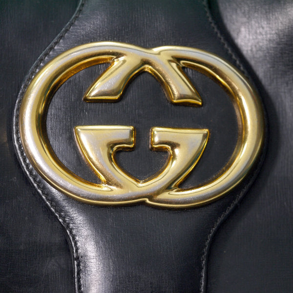 OLD Gucci　総革GG金具バケツ型ショルダー（黒）