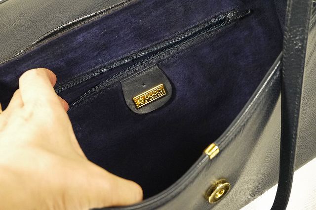 OLD Gucci 　ネイビー総革クラッチショルダー