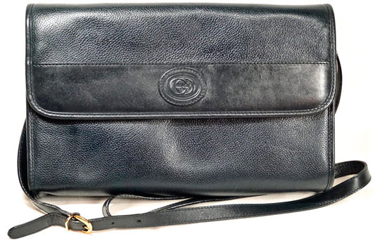 OLD Gucci 　ネイビー総革クラッチショルダー