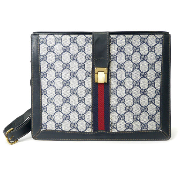 OLD Gucci 70s!スクエア2層式シェリーショルダー（青） – Vintage