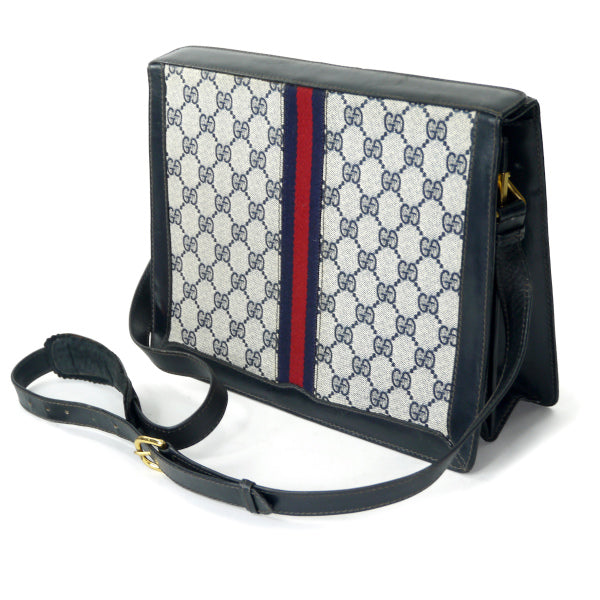 OLD Gucci 70s!スクエア２層式シェリーショルダー（青）