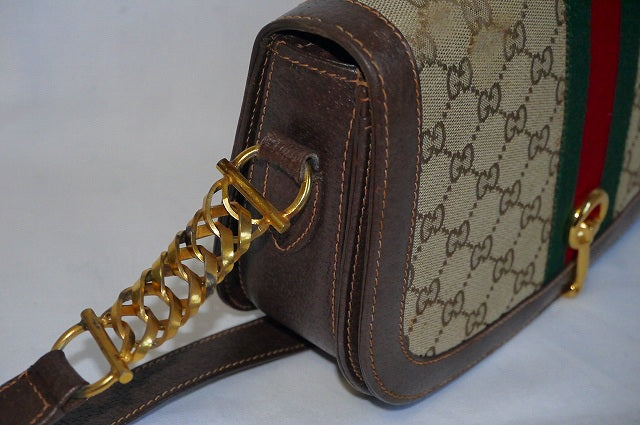 OLD Gucci ＜訳あり＞代表作！半円ショルダー茶
