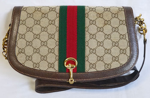 OLD Gucci ＜訳あり＞代表作！半円ショルダー茶