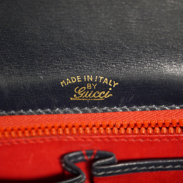 OLD Gucci 激レア!ビット柄半円チェーンショルダー（濃紺）