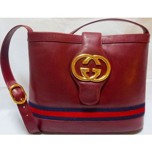 OLD Gucci総皮G金具バケツ型ショルダー（赤）