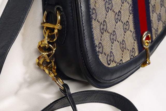 OLD Gucci 代表作！半円ワンショルダー青（ジャガード）