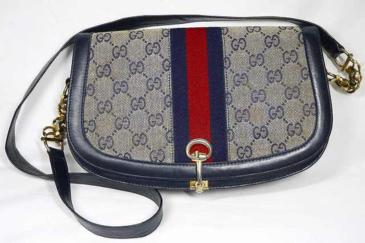 OLD Gucci 代表作！半円ワンショルダー青（ジャガード）