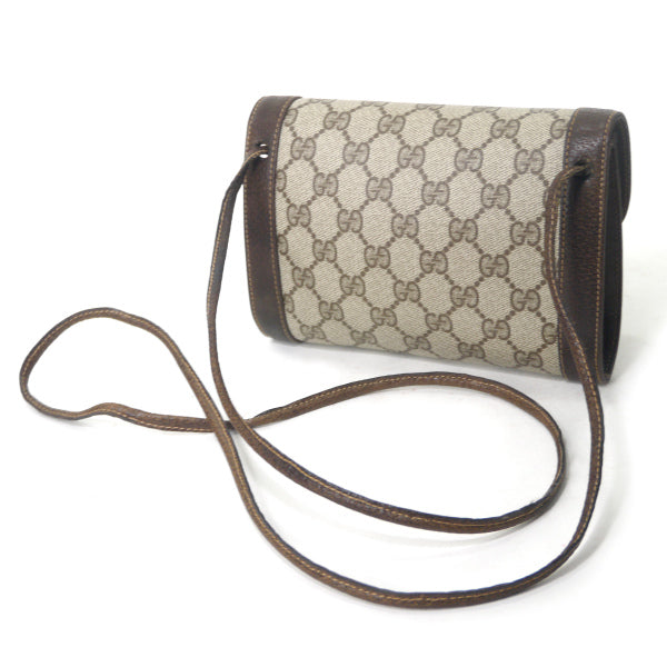 OLD Gucci　ロゴ金具GG柄ミニショルダー（茶）