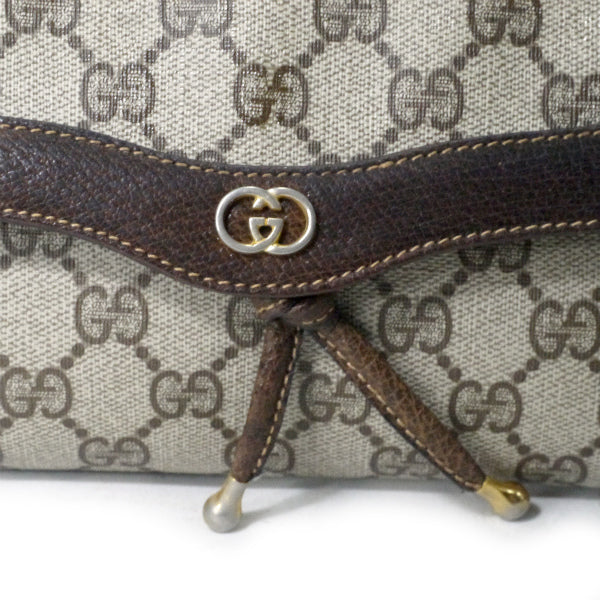 OLD Gucci　ロゴ金具GG柄ミニショルダー（茶）