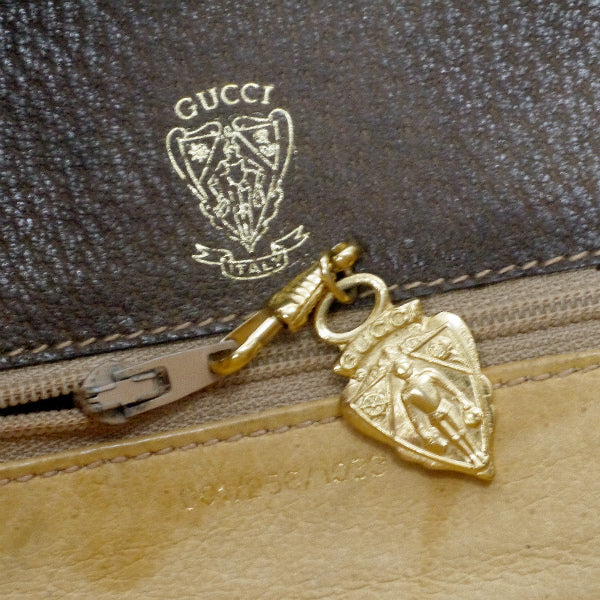 OLD Gucci　ロゴ金具GG柄ミニショルダー（茶）