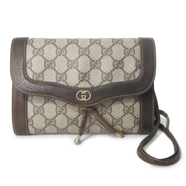 OLD Gucci　ロゴ金具GG柄ミニショルダー（茶）
