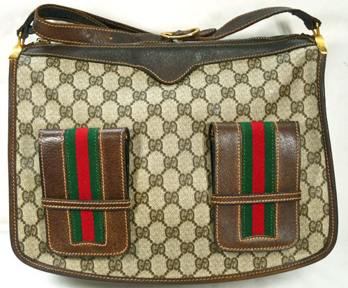 OLD Gucci 大型ポケット付！GGショルダー（茶）