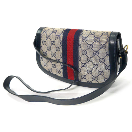 OLD Gucci 代表作！シェリー半円ワンショルダー（青/ジャガード）