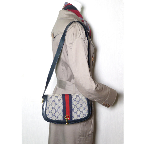 OLD Gucci 代表作！シェリー半円ワンショルダー（青/ジャガード）