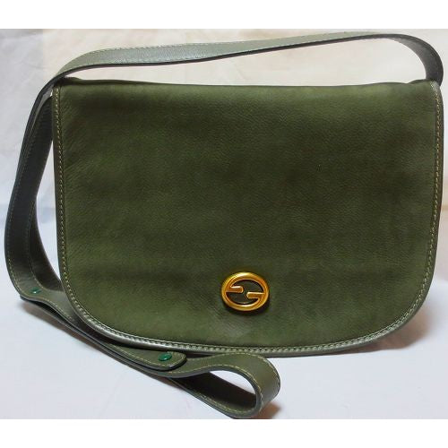 OLD Gucci スエード斜めがけ半円型（深緑）