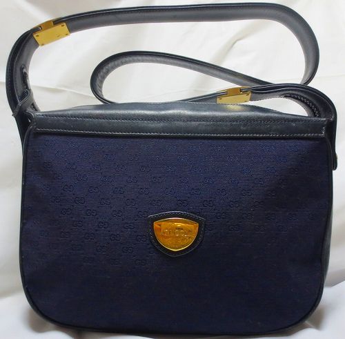 OLD Gucci マイクロGGジャガードショルダー（紺）