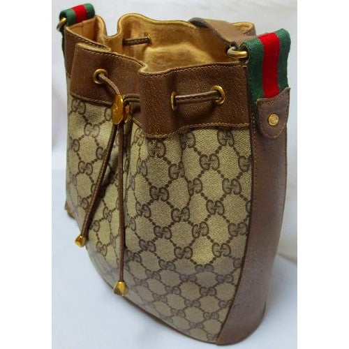 OLD Gucciサイドシェリー巾着ショルダー（茶）
