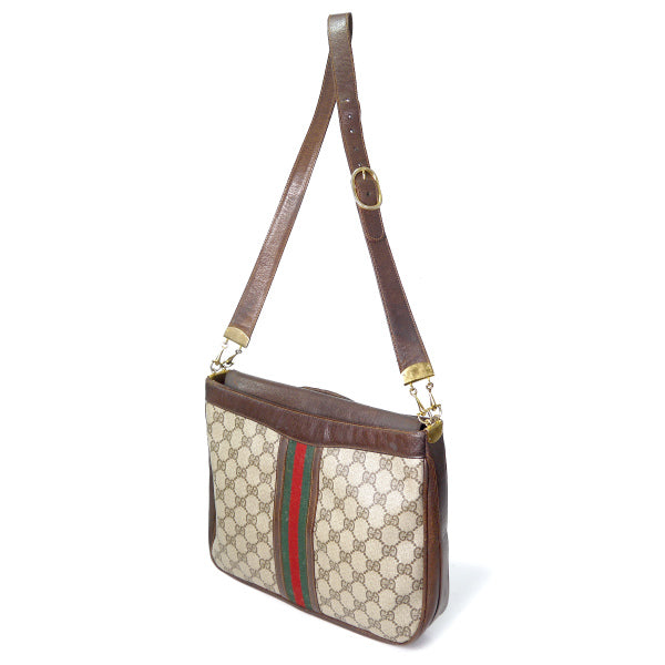 OLD Gucci シェリー×ビット大型ワンショルダー（茶）