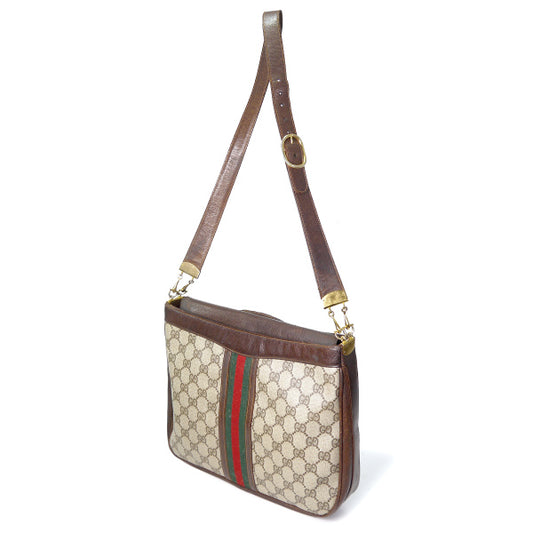 OLD Gucci シェリー×ビット大型ワンショルダー（茶）