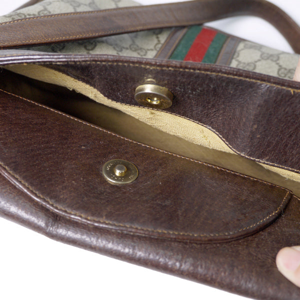 OLD Gucci シェリー×ビット大型ワンショルダー（茶）