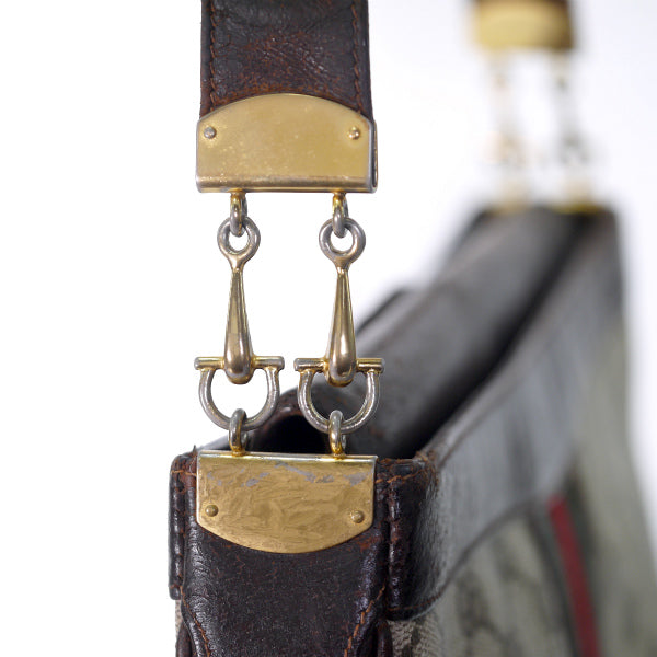 OLD Gucci シェリー×ビット大型ワンショルダー（茶）