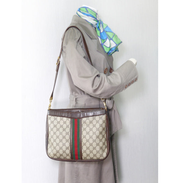 OLD Gucci シェリー×ビット大型ワンショルダー（茶）
