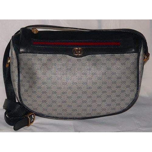 OLD Gucci ネイビー半円ショルダー（マイクロGG)