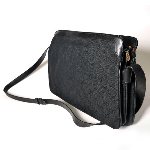 OLD Gucci ２ウエイ3層ショルダー（黒・ジャガード）