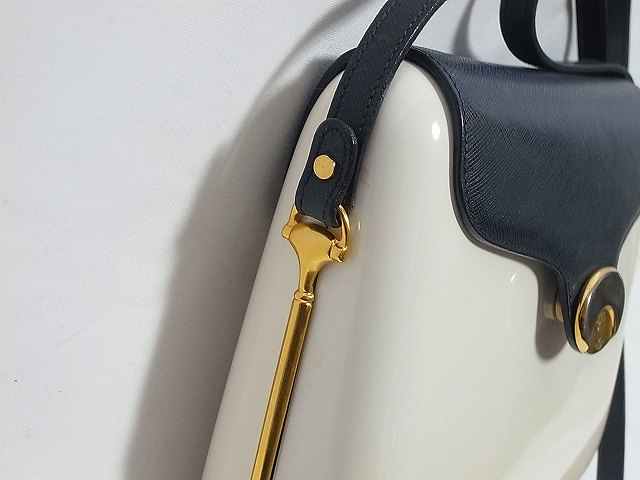 OLD Gucciプラスティック６０ｓショルダー（紺×白）
