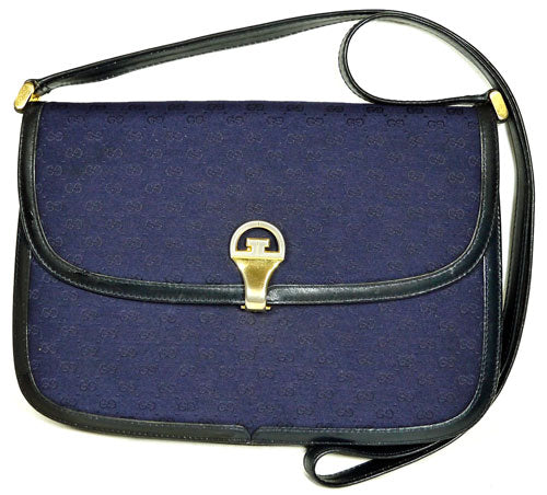 OLD Gucci　マイクロＧＧ　キャンパス生地ポシェット（青）