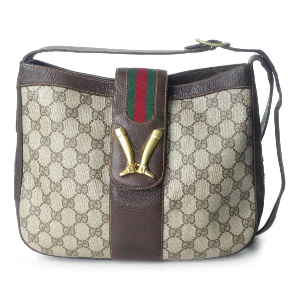 OLD Gucci　レア!ブーツマーク金具ショルダー（茶）