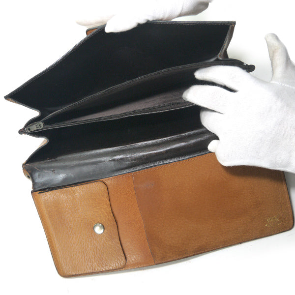 OLD Gucci ピグスキン横長チェーンクラッチバッグ（キャメル）