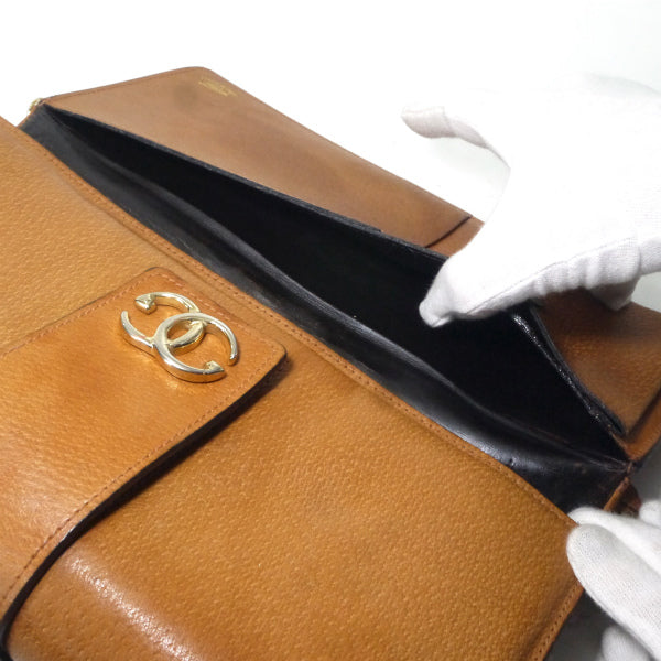 OLD Gucci ピグスキン横長チェーンクラッチバッグ（キャメル）